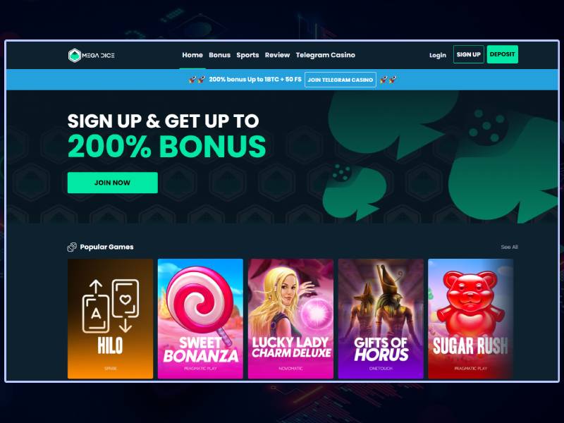 Review of Mega Dice casino games, registration and bonuses