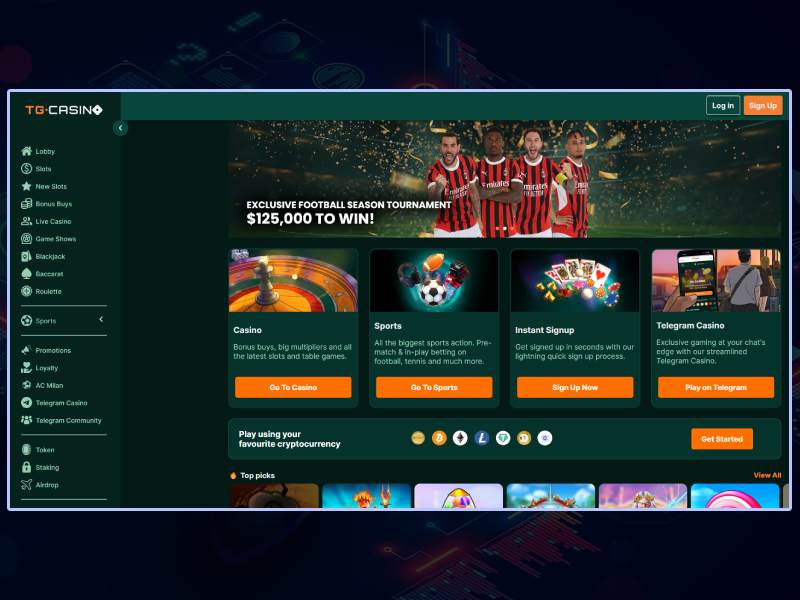 Review of games and slots, registration and bonuses at TG Casino